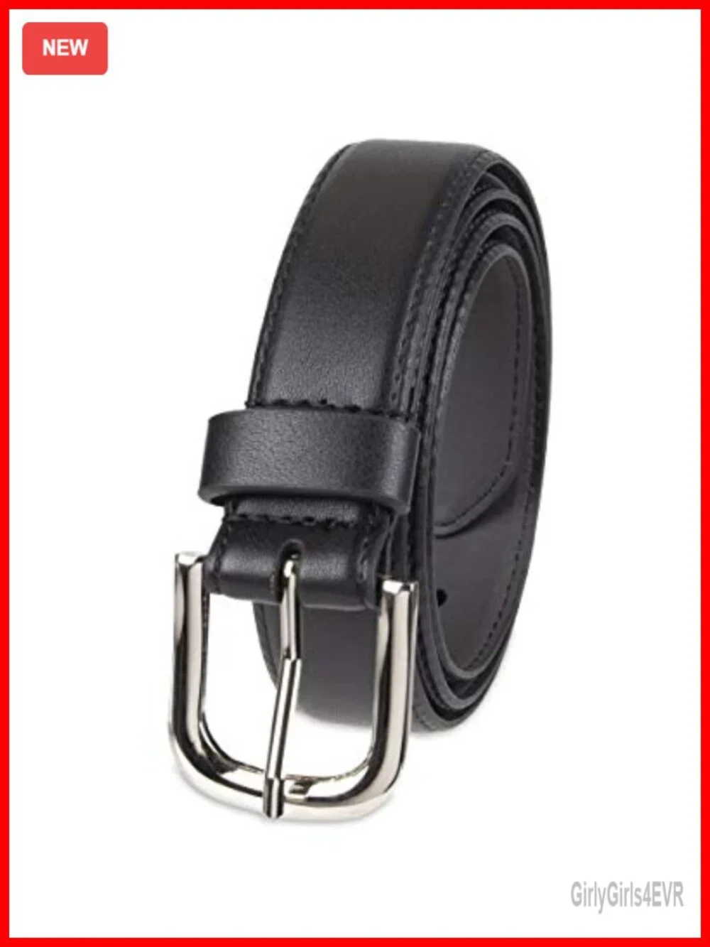 Women's Work Dress Belt with Metal Buckle, Bonded Leather, 1 Inch Wide, 7 Holes
